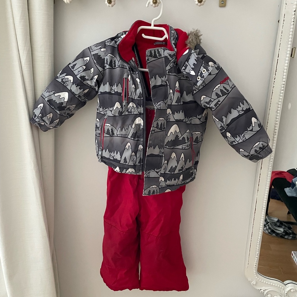 Red and Gray Snowsuit for Kids